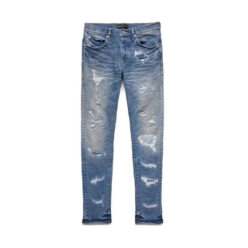 Purple Brand Mens Indigo Heavy Distress Repairs Jeans IHDR422 Purple Brand