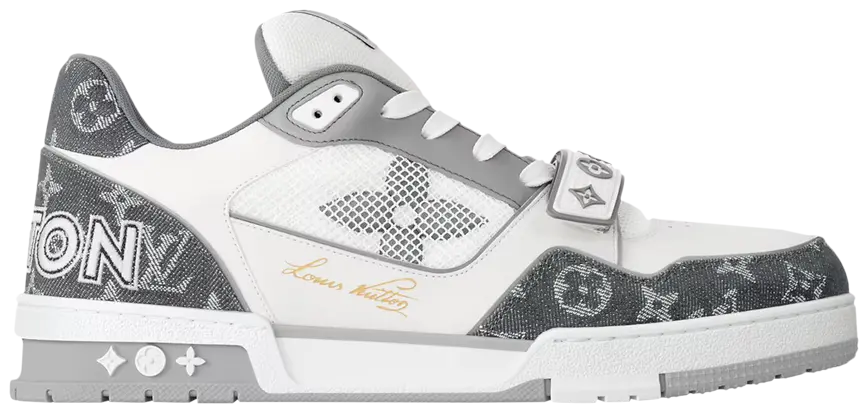 Louis Vuitton Trainer 'Velcro Strap - Grey Monogram Denim'