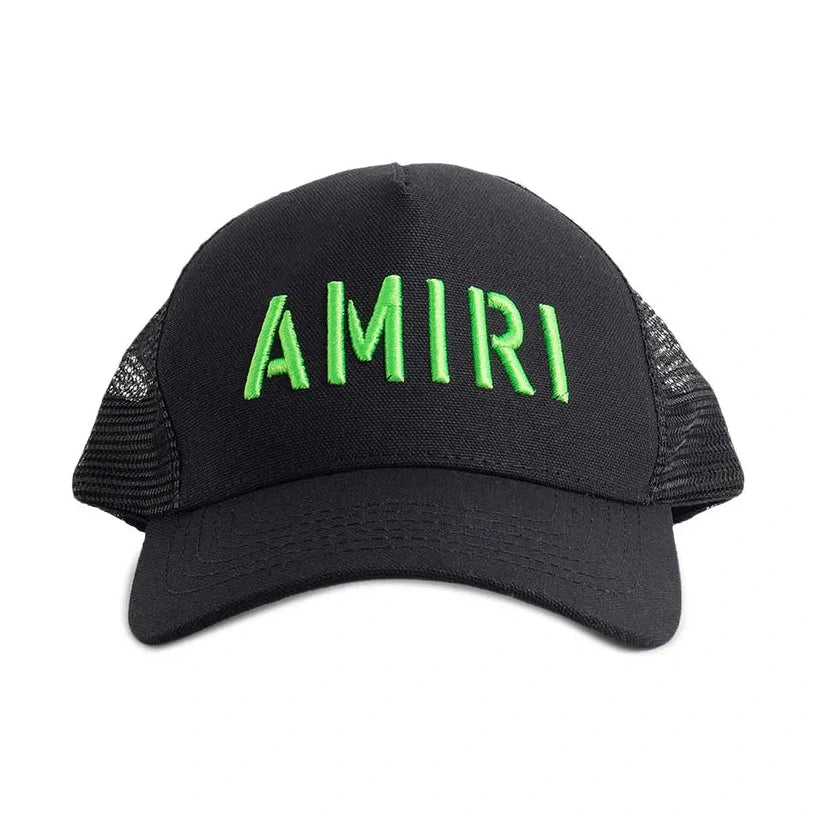 Amiri Stencil Trucker Hat 'Black/Lime' Amiri