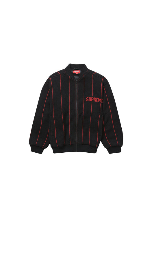 Supreme Pinstripe Varsity Zip
Up Sweater