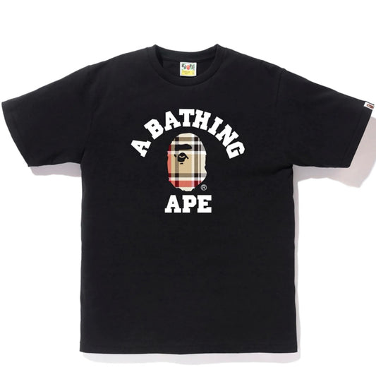 Bape College Plaid Tee Black