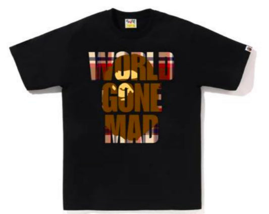 Bape World Gone Mad Plaid Tee Black