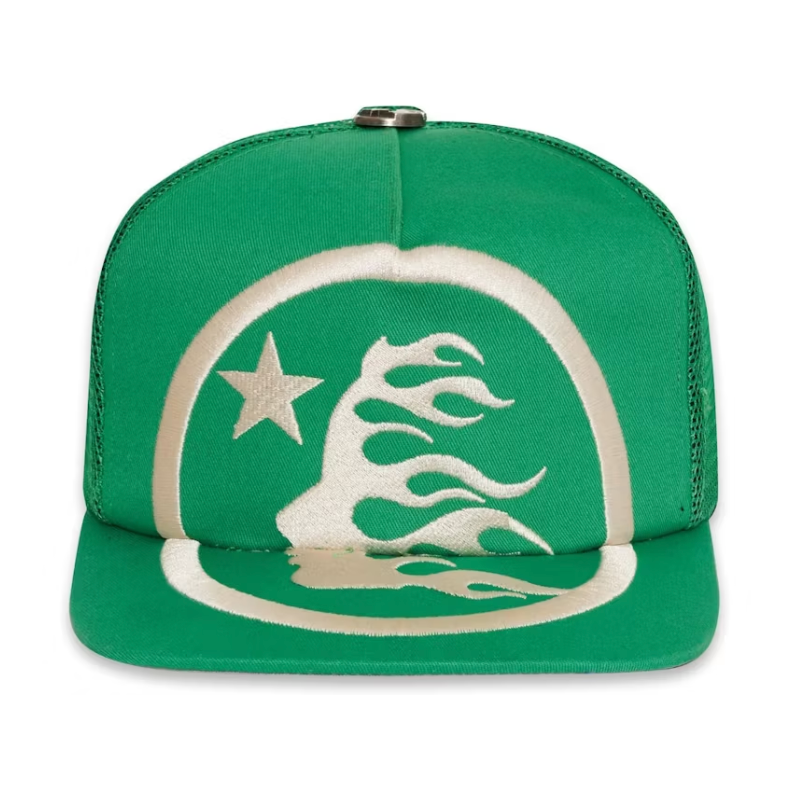 Hellstar Big Logo Trucker Snapback Hat Green Hellstar