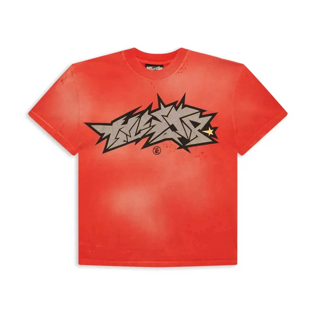 Hellstar Cracked Logo Distress Tee Red Hellstar