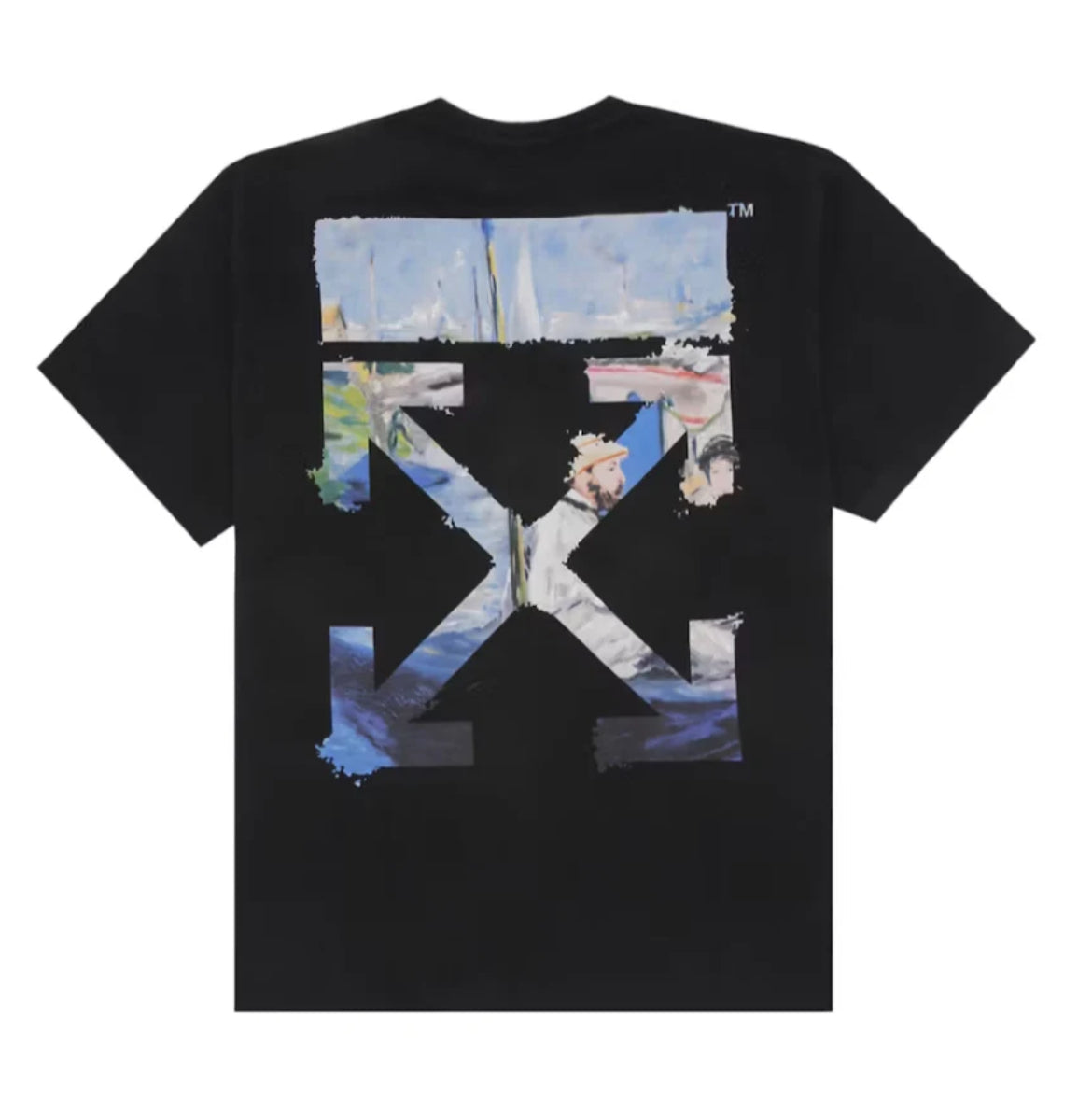 Off White Colour Painting Diagonals Arrows Tee Black