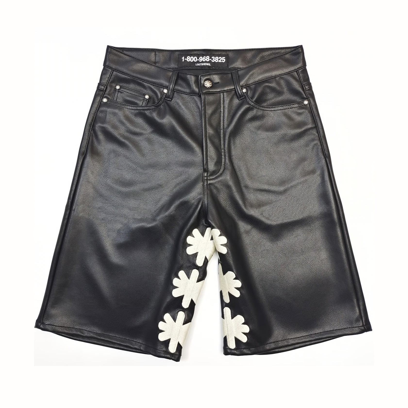 LOSTSHDWS Leather Shorts Black/White LOSTSHDWS