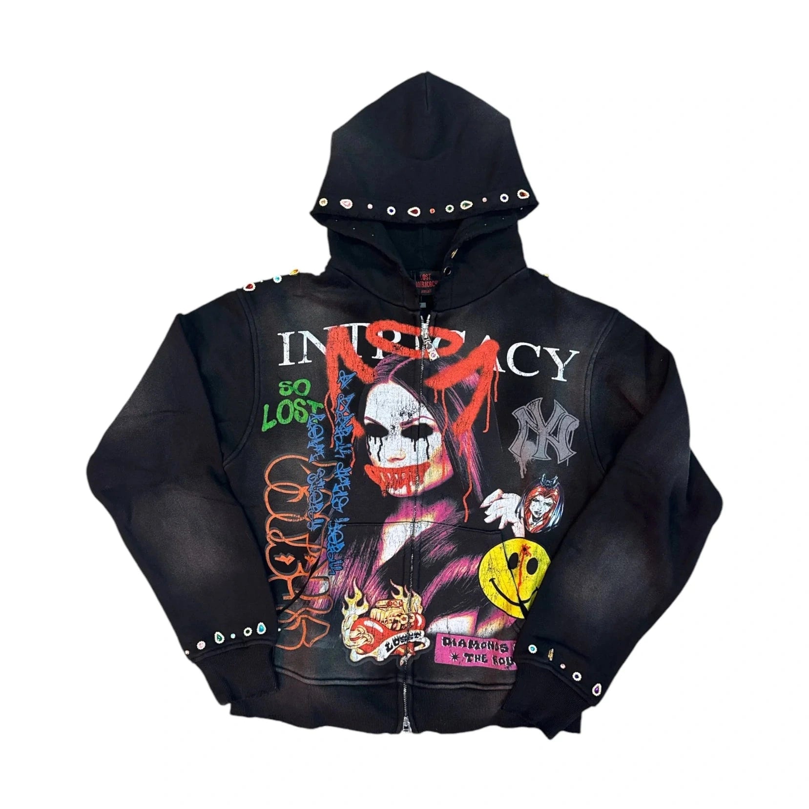 Lost Intricacy "Front Page Mag" Black Zip Up Hoodie Lost Intricacy
