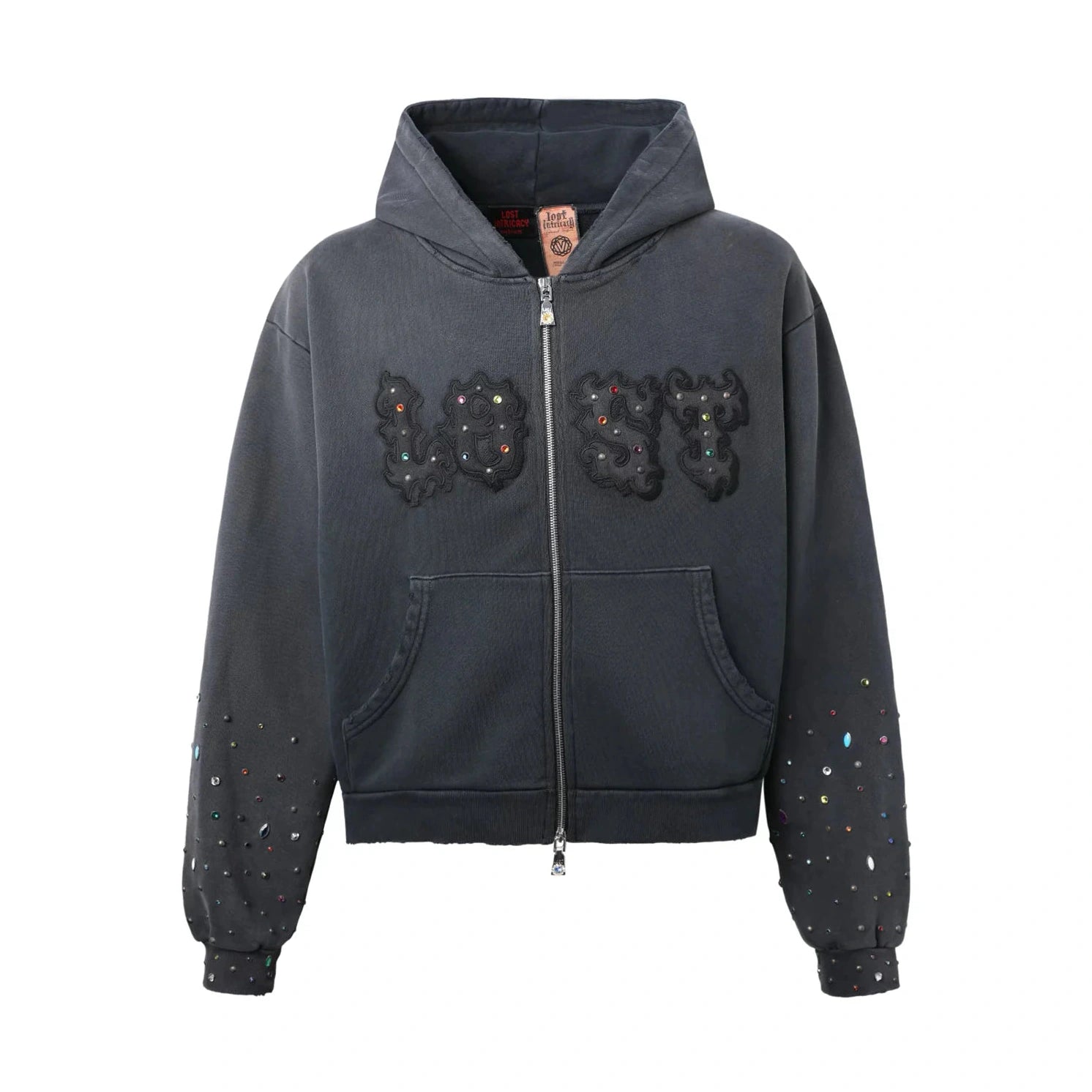 Lost Intricacy Patch Zip Up Hoodie Black Lost Intricacy