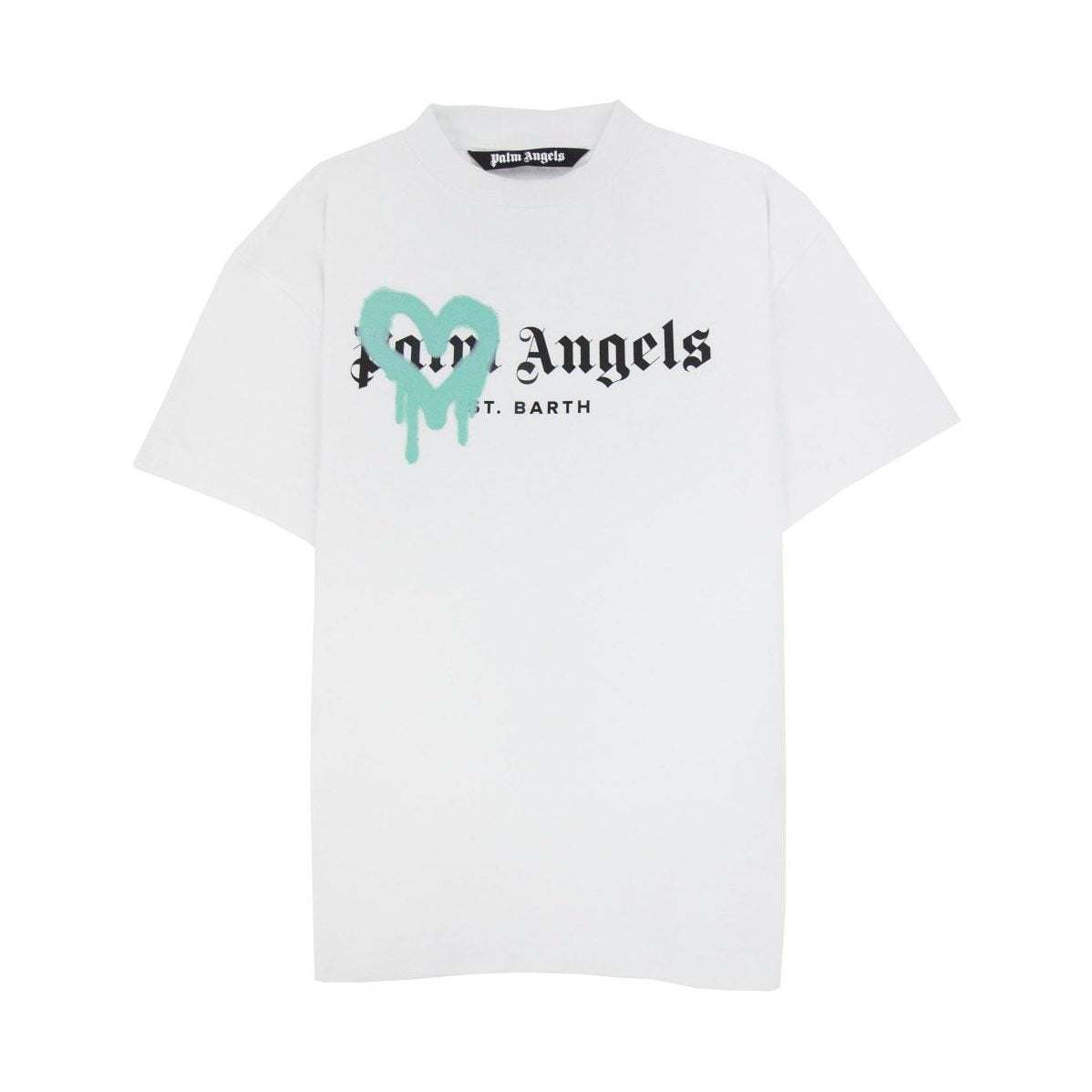 Palm Angels St Barth Sprayed T Shirt White/light Blue Palm Angels