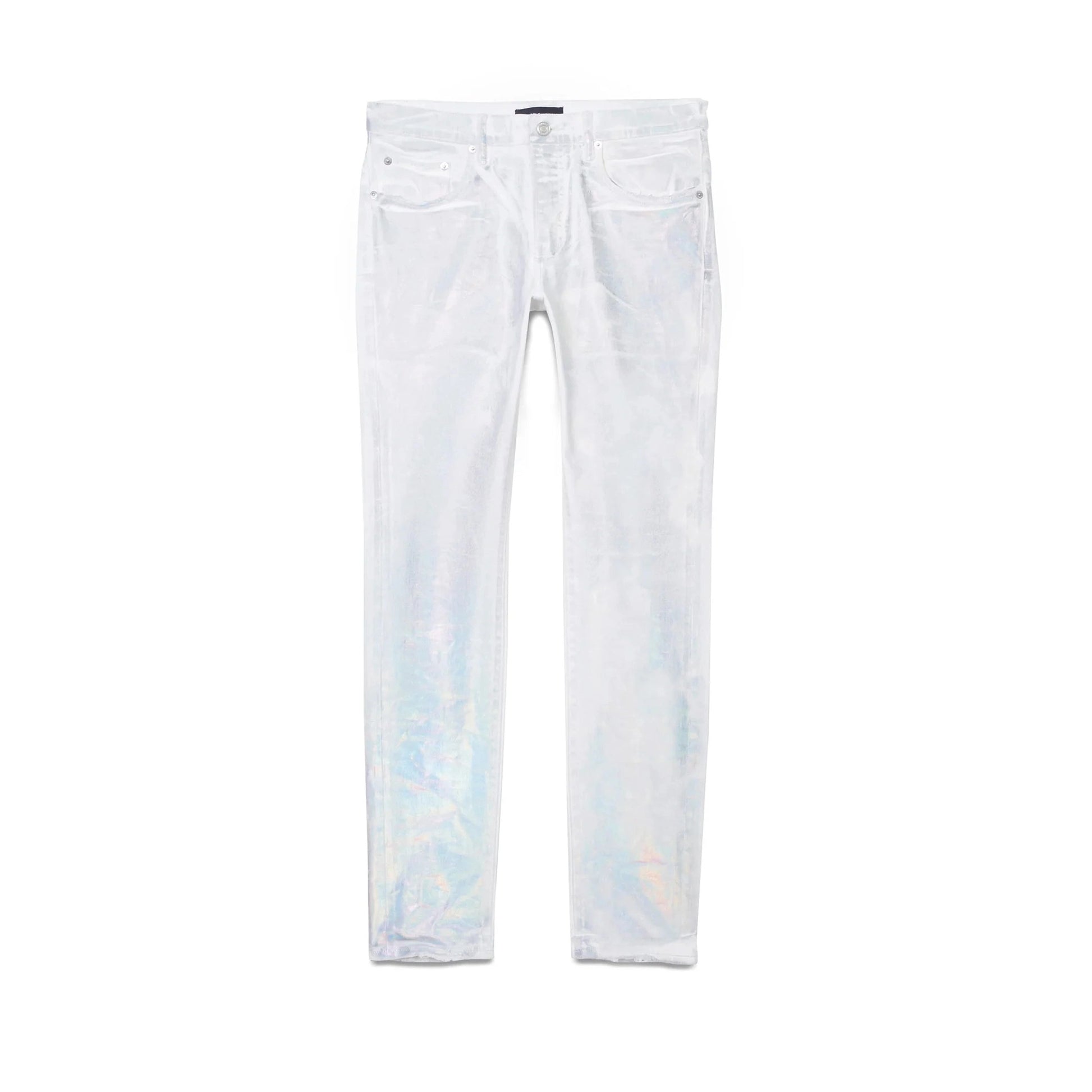 Purple Brand Mens Worn White Iridescent Pearl Jeans WWIP322 Purple Brand