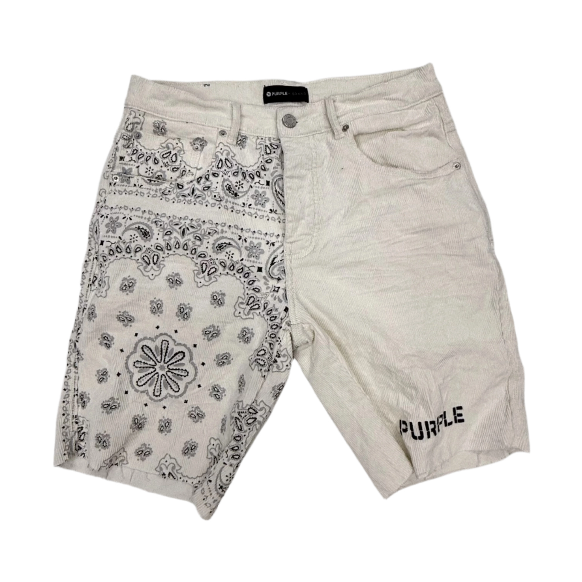 Purple Brand P020 Corduroy White Bandana Print Short Purple Brand