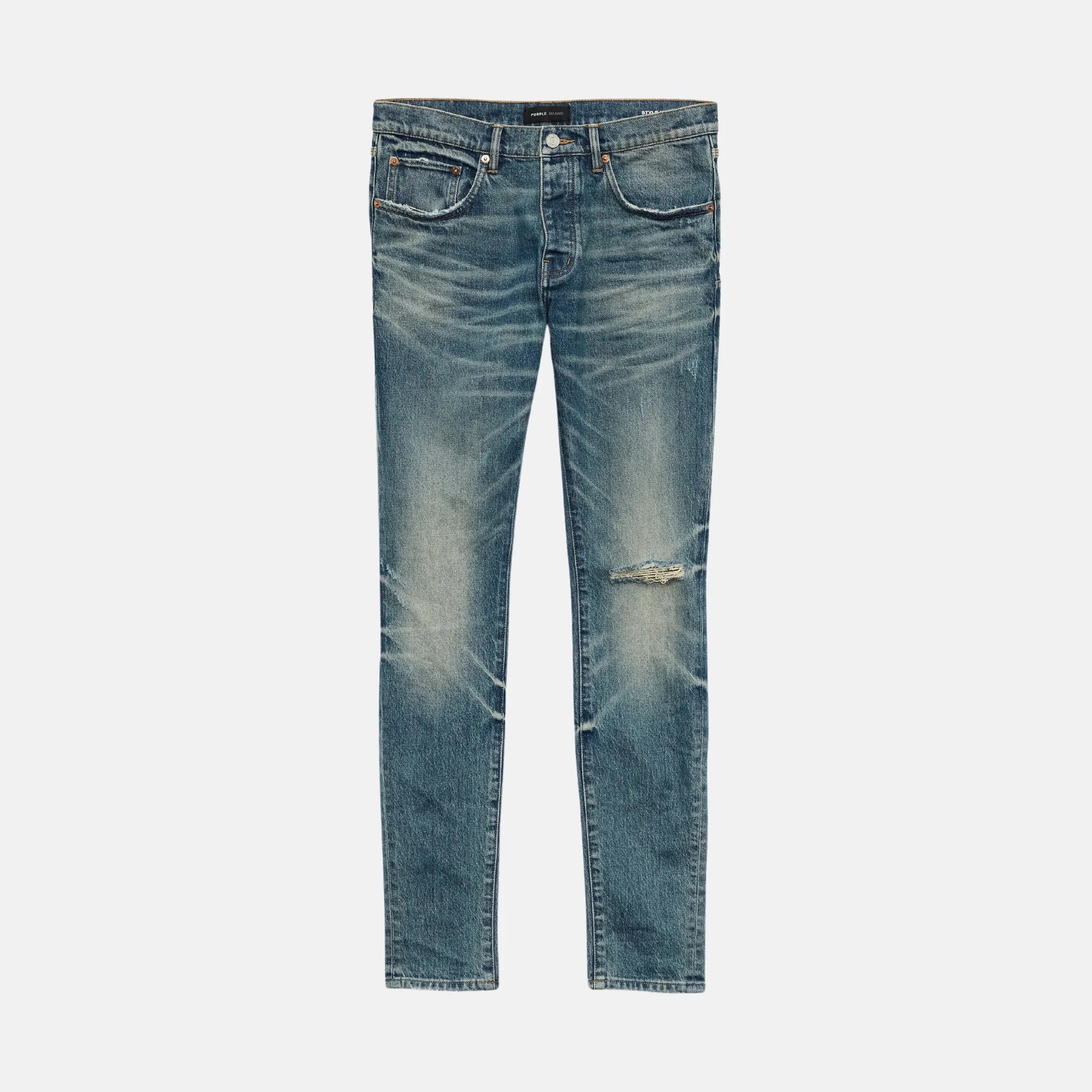 Purple Brand Vintage Knee Blowout Mid Indigo Jeans Purple Brand