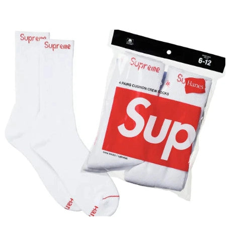Supreme Hanes White Socks 4 Pack Supreme