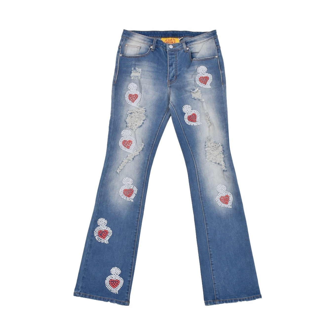 WHEN SMOKE CLEARS DISTRESSED NAILHEAD JEANS RED Whensmokeclears